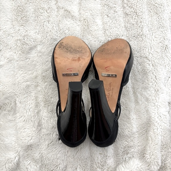 Cole Haan Nike Air Black Leather Strappy Peep-Toe Platform Heels Size 7 - Picture 9 of 13